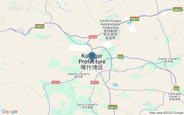 Kaart met locatie Zondagsmarkt Kashgar
